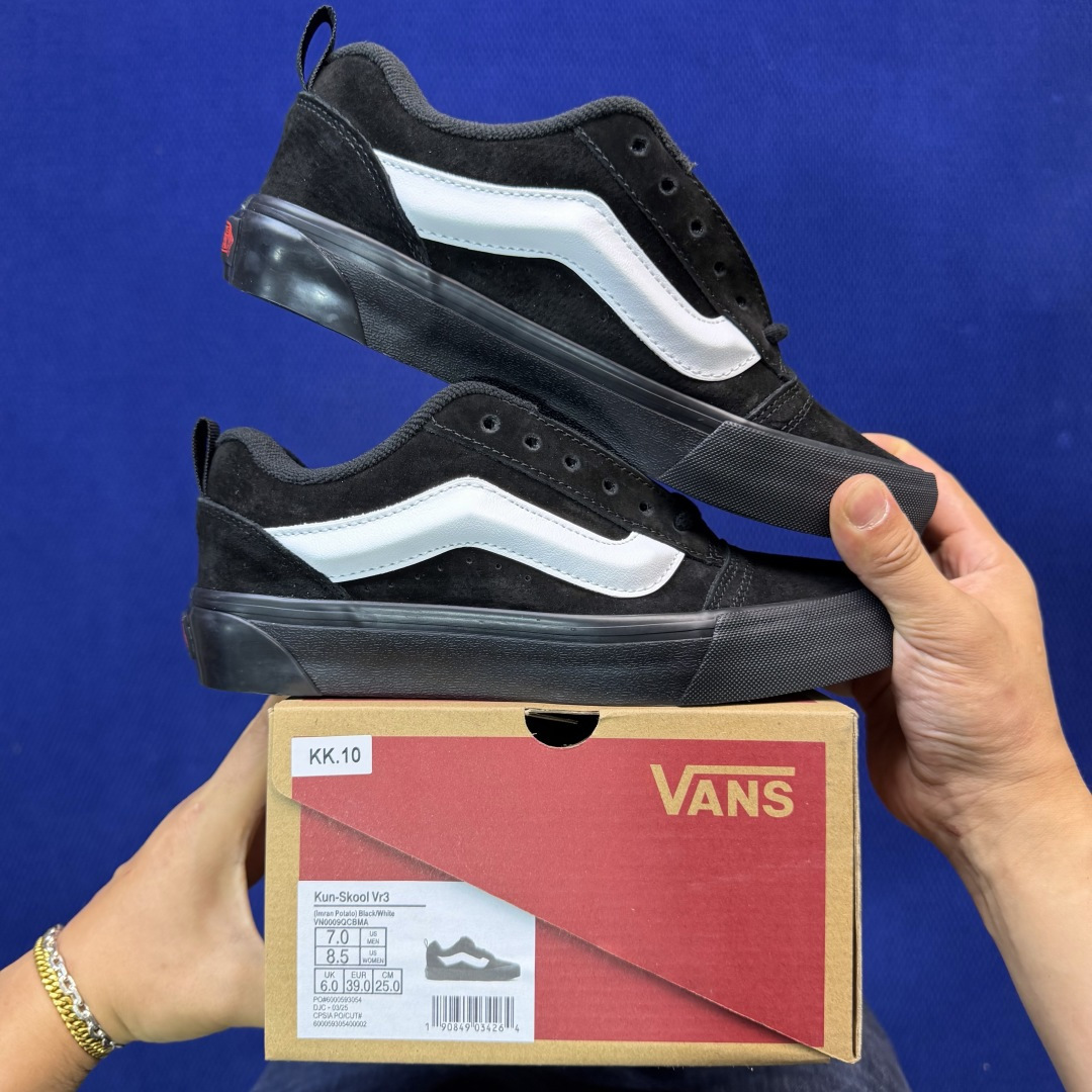 虎扑版！Vans Knu-Skool 低帮 KK10纯原级别外贸订单！万斯经典 硫化翻毛皮板鞋 粗宽立体