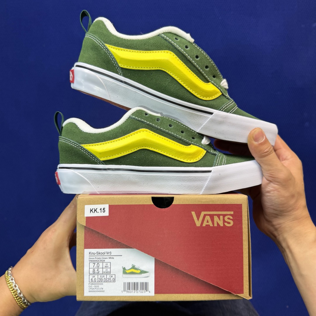 虎扑版！Vans Knu-Skool 低帮 KK15纯原级别外贸订单！万斯经典 硫化翻毛皮板鞋 粗宽立体