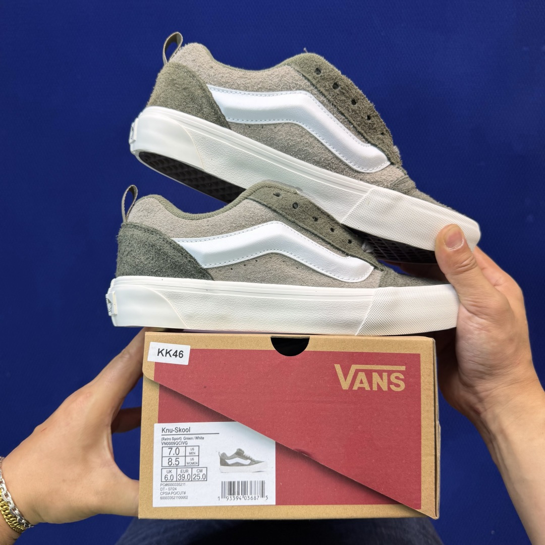 虎扑版！Vans Knu-Skool 低帮 KK46纯原级别外贸订单！万斯经典 硫化翻毛皮板鞋 粗宽立体