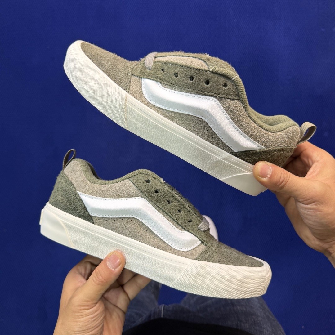 虎扑版！Vans Knu-Skool 低帮 KK46纯原级别外贸订单！万斯经典 硫化翻毛皮板鞋 粗宽立体