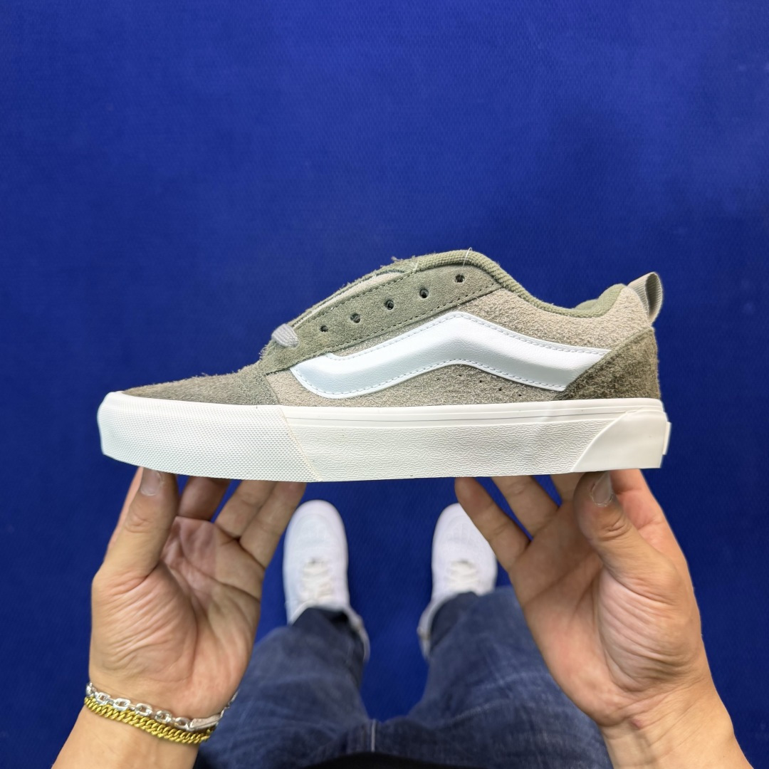 虎扑版！Vans Knu-Skool 低帮 KK46纯原级别外贸订单！万斯经典 硫化翻毛皮板鞋 粗宽立体