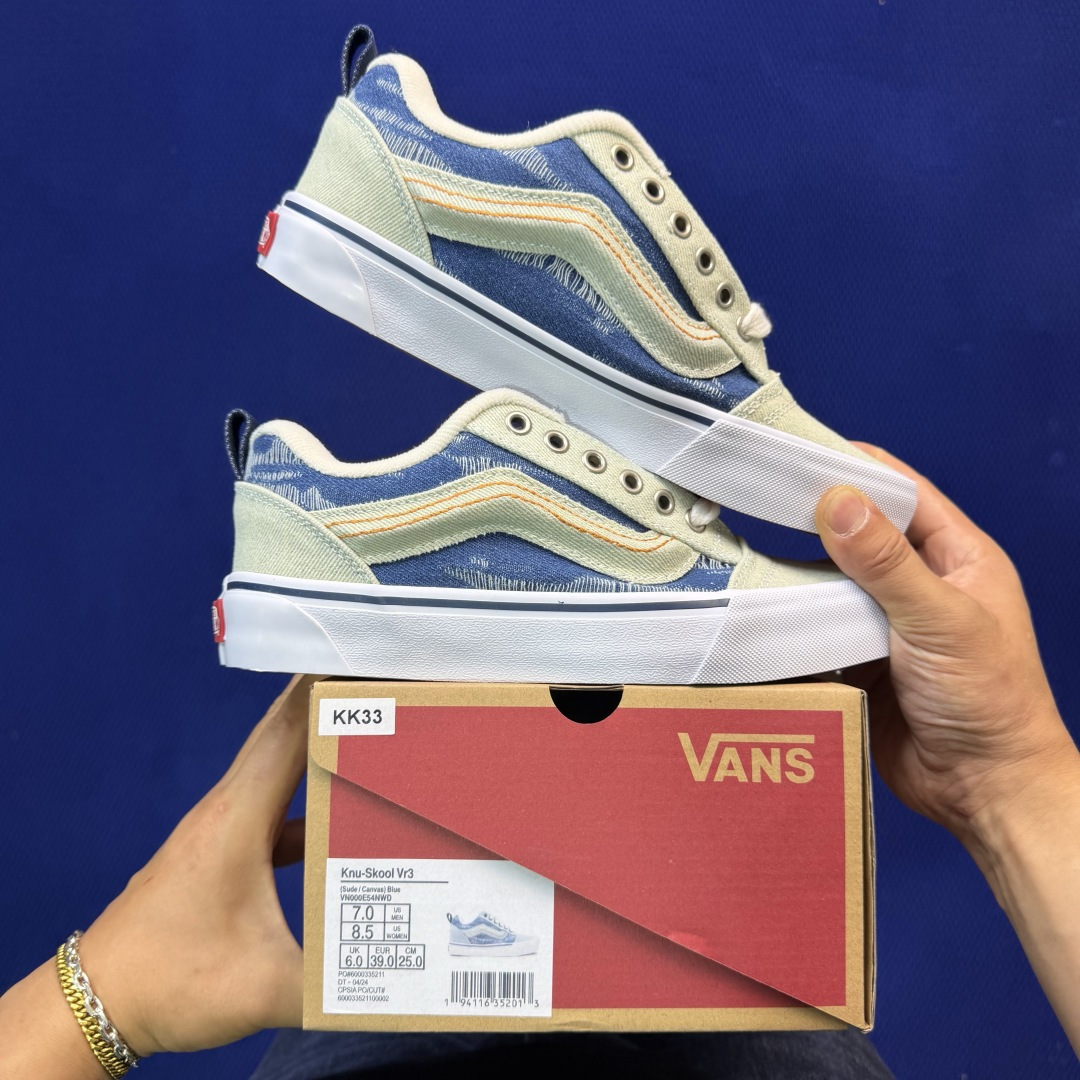 虎扑版！Vans Knu-Skool 低帮 KK33纯原级别外贸订单！万斯经典 硫化翻毛皮板鞋 粗宽立体