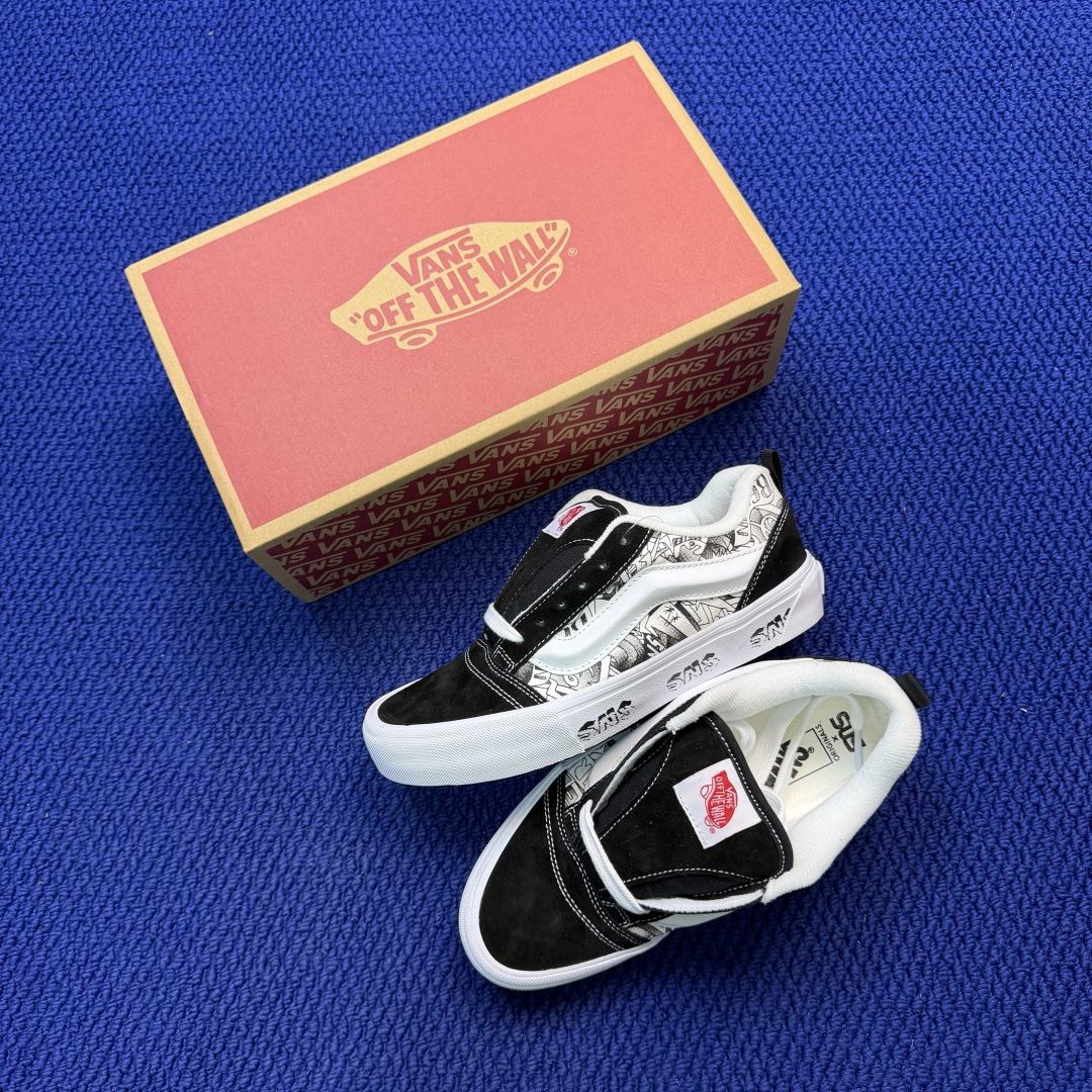 虎扑版！Vans Knu-Skool 低帮 KK53纯原级别外贸订单！万斯经典 硫化翻毛皮板鞋 粗宽立体