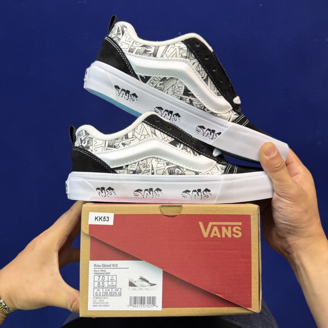 虎扑版！Vans Knu-Skool 低帮 KK53纯原级别外贸订单！万斯经典 硫化翻毛皮板鞋 粗宽立体