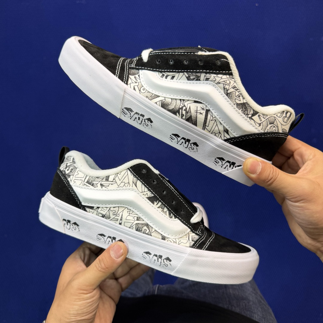 虎扑版！Vans Knu-Skool 低帮 KK53纯原级别外贸订单！万斯经典 硫化翻毛皮板鞋 粗宽立体