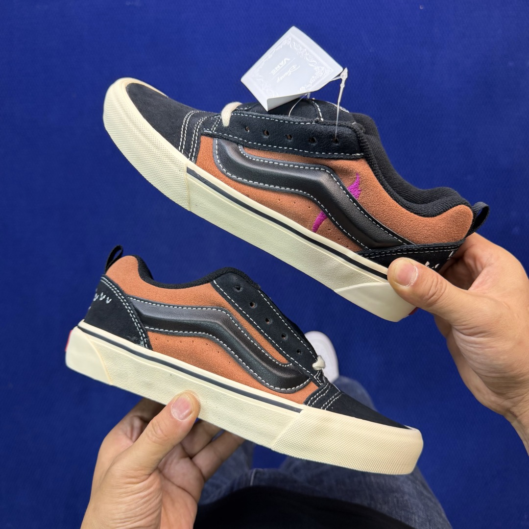 虎扑版！Vans Knu-Skool 低帮 KK43纯原级别外贸订单！万斯经典 硫化翻毛皮板鞋 粗宽立体