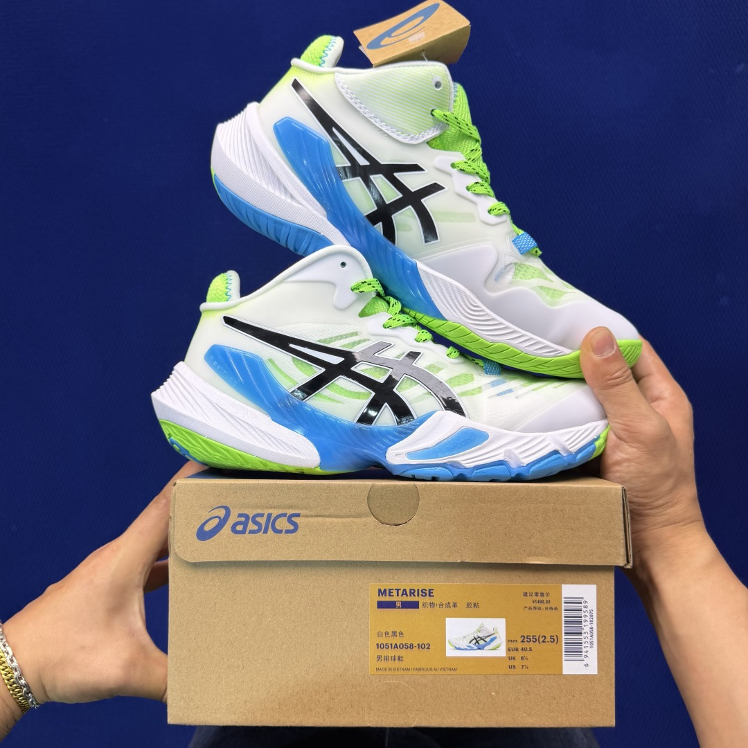 亚瑟士中帮排球🏐训练鞋！Asics Metarise 1.0树脂加工的网眼材料的鞋面结构为脚的运动提供了