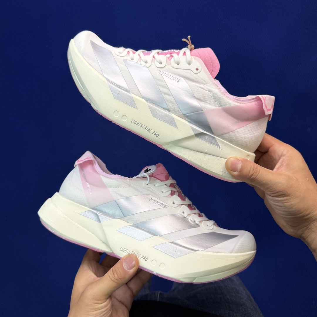 纯原真碳棒！adidas Adizero Adios Pro 4 阿迪达斯马拉松跑步鞋 第17色:浅米粉