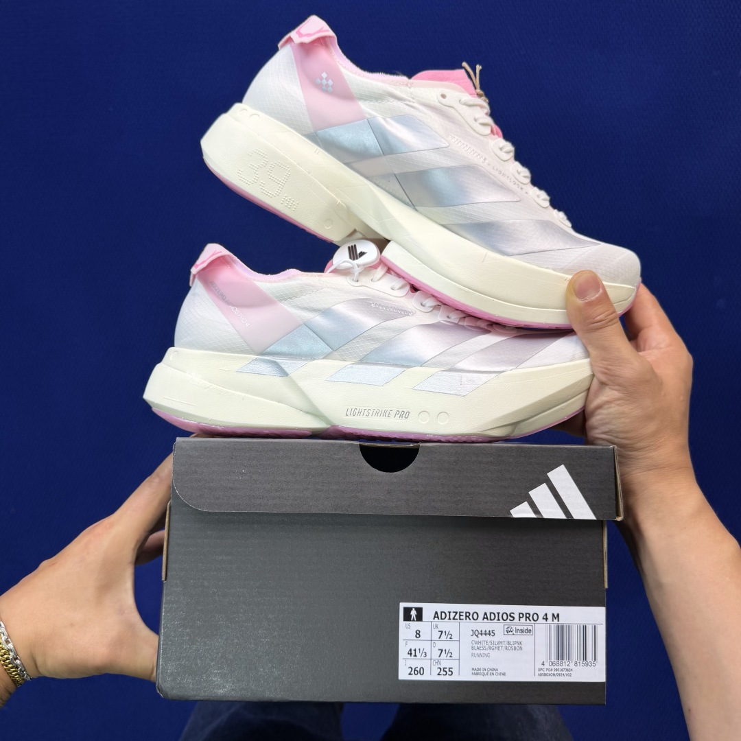纯原真碳棒！adidas Adizero Adios Pro 4 阿迪达斯马拉松跑步鞋 第17色:浅米粉