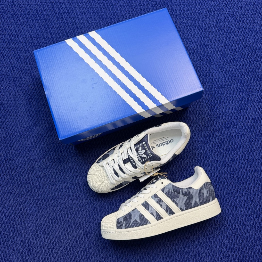 纯原订单！经典贝壳头 二代白标厚鞋舌adlidas originals Superstar 2 牛仔布星