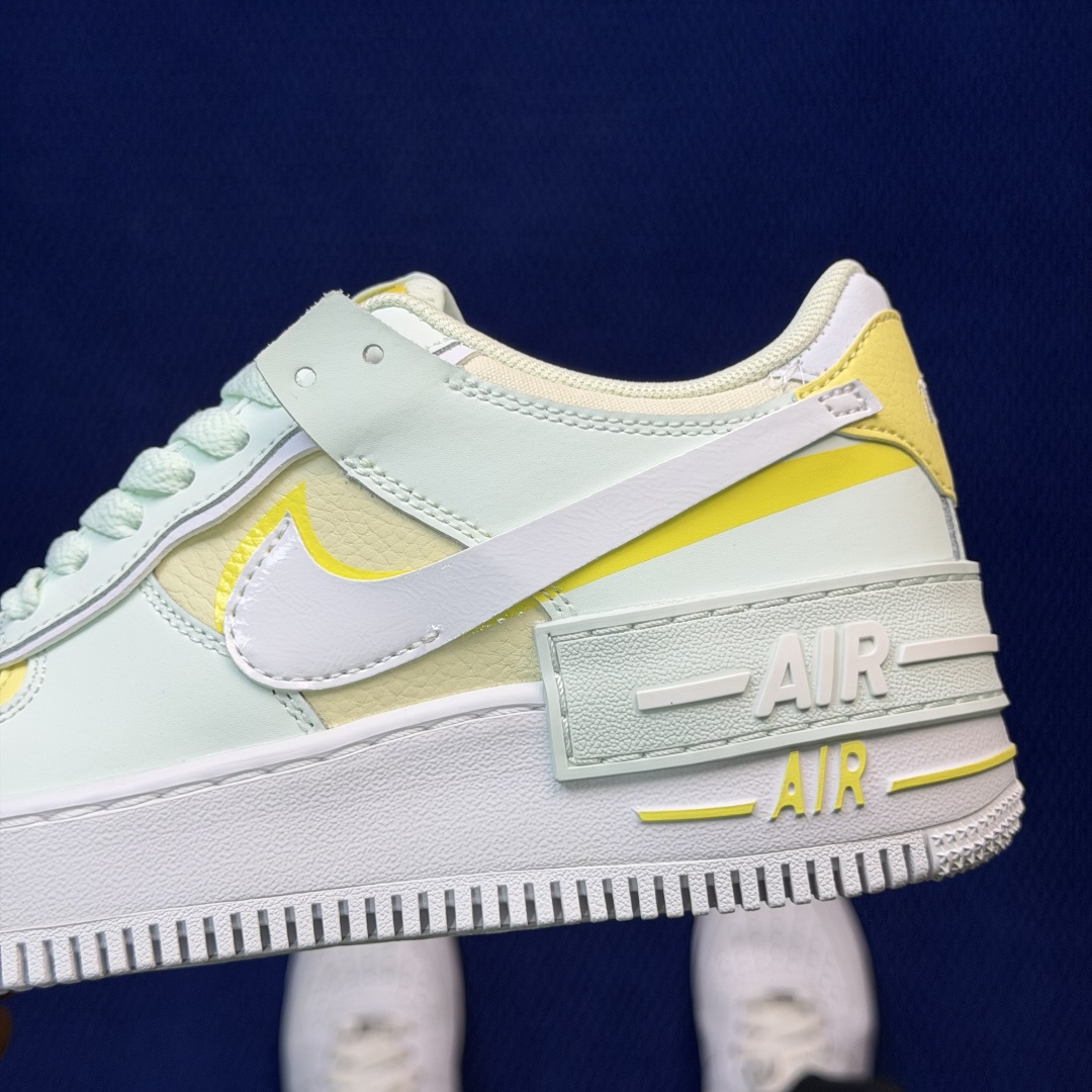 3A空军！马卡龙系列第61色：黄白绿Nike AIR Force 1 Shadow 空军一号百分百每个配