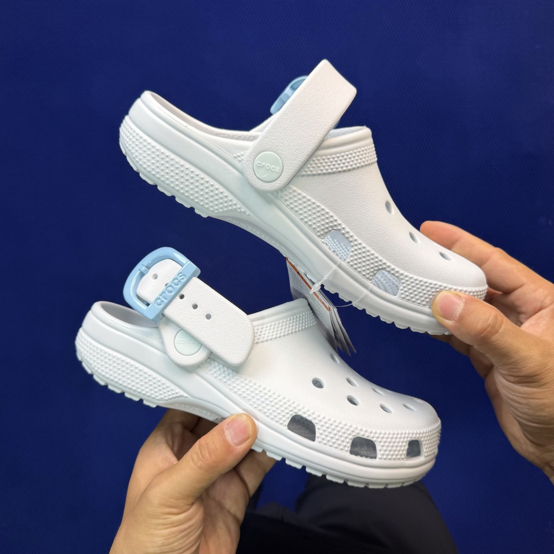 Crocs卡骆驰 洞洞鞋 金属扣明星-水汽蓝原厂数据复模，双层注塑尺码：M4-M7 / 36-40M3=