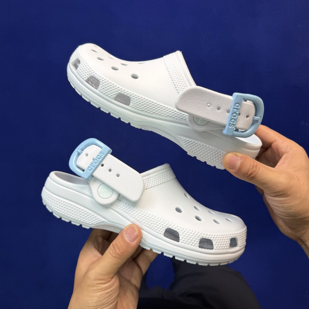 Crocs卡骆驰 洞洞鞋 金属扣明星-水汽蓝原厂数据复模，双层注塑尺码：M4-M7 / 36-40M3=