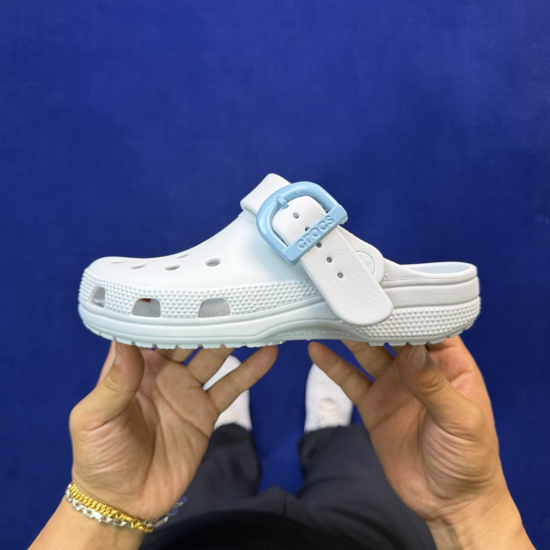 Crocs卡骆驰 洞洞鞋 金属扣明星-水汽蓝原厂数据复模，双层注塑尺码：M4-M7 / 36-40M3=