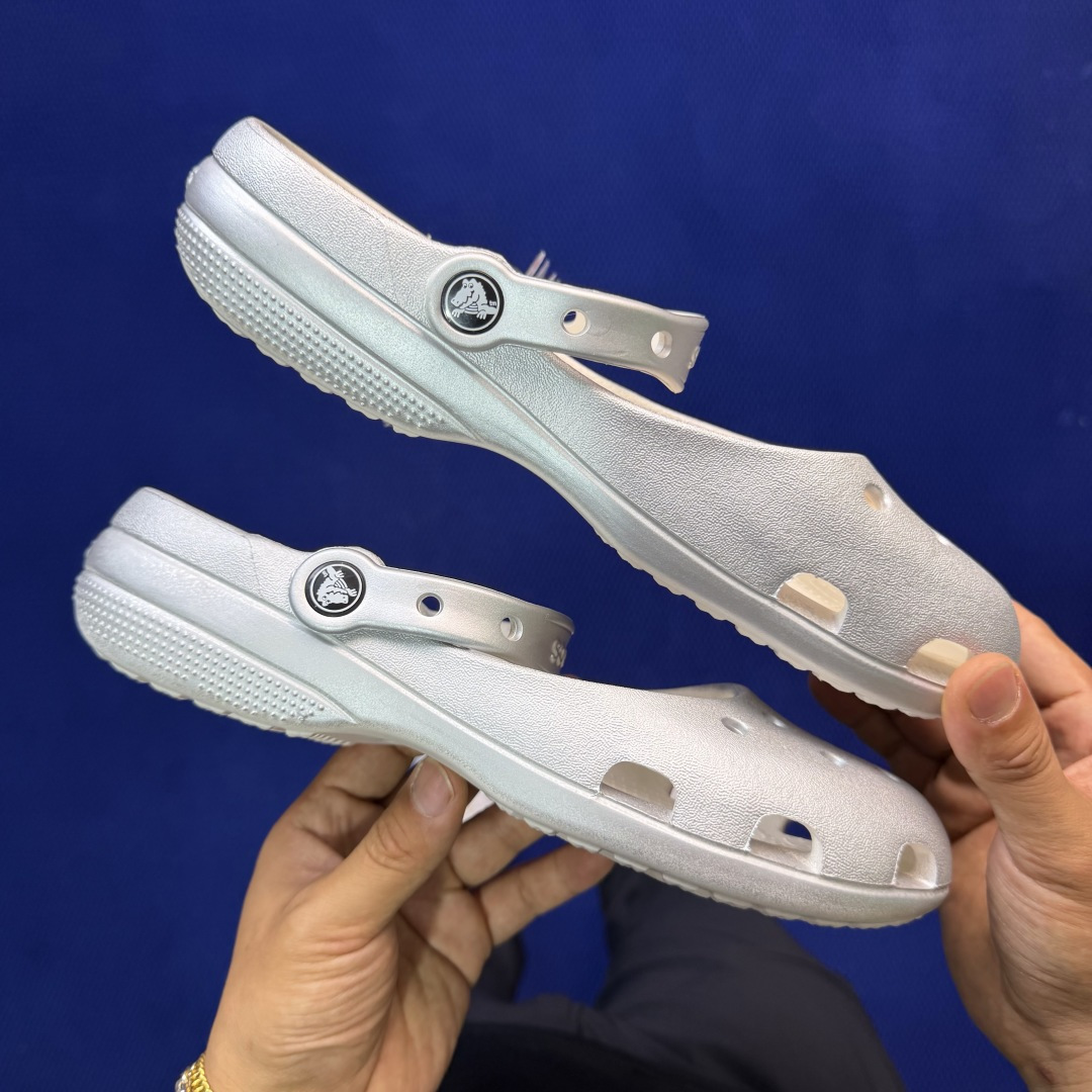 Crocs卡骆驰 洞洞鞋 芭蕾🩰-银色原厂数据复模，双层注塑尺码：M3-M7 / 34-40M3=34-