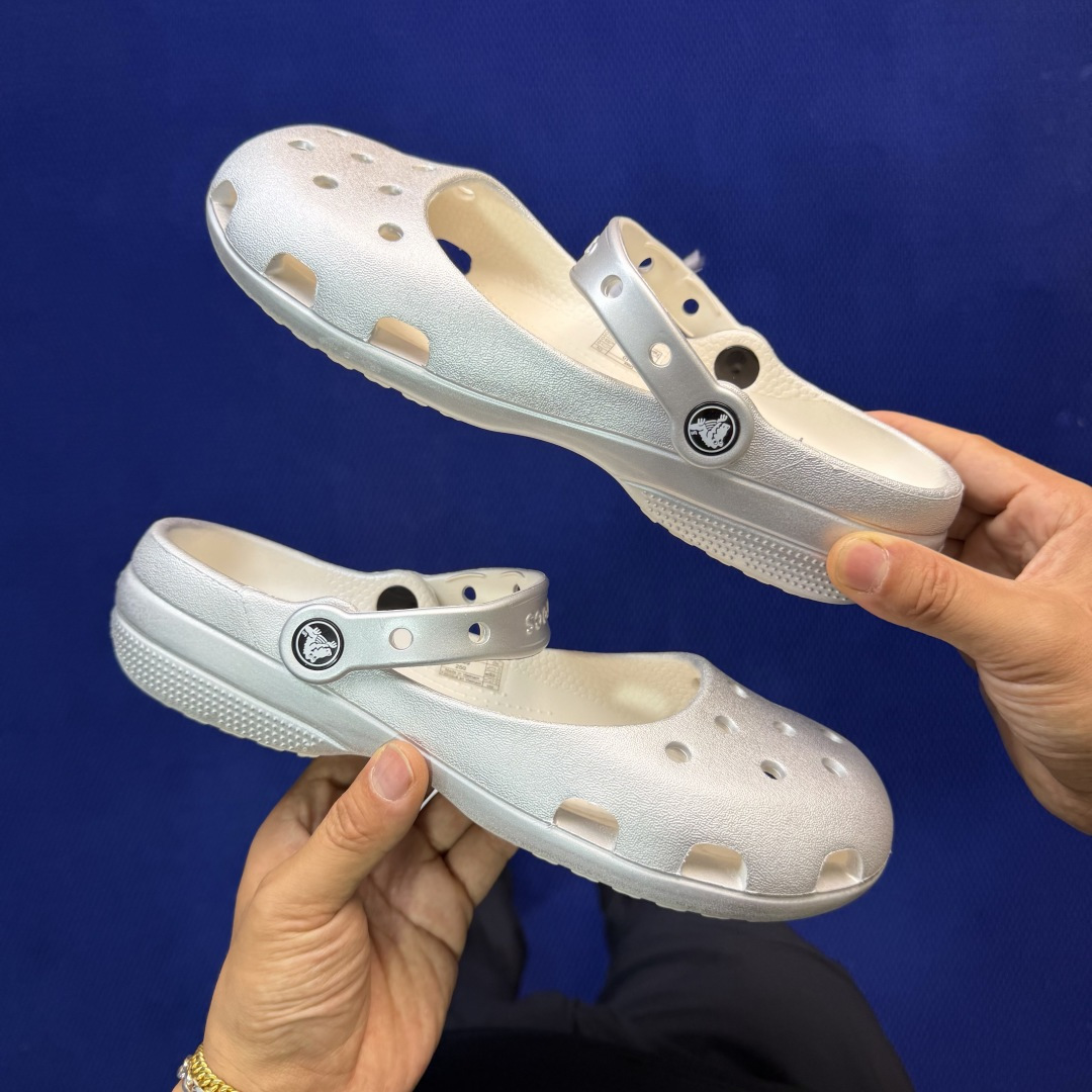 Crocs卡骆驰 洞洞鞋 芭蕾🩰-银色原厂数据复模，双层注塑尺码：M3-M7 / 34-40M3=34-