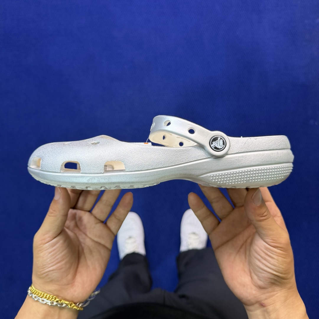 Crocs卡骆驰 洞洞鞋 芭蕾🩰-银色原厂数据复模，双层注塑尺码：M3-M7 / 34-40M3=34-