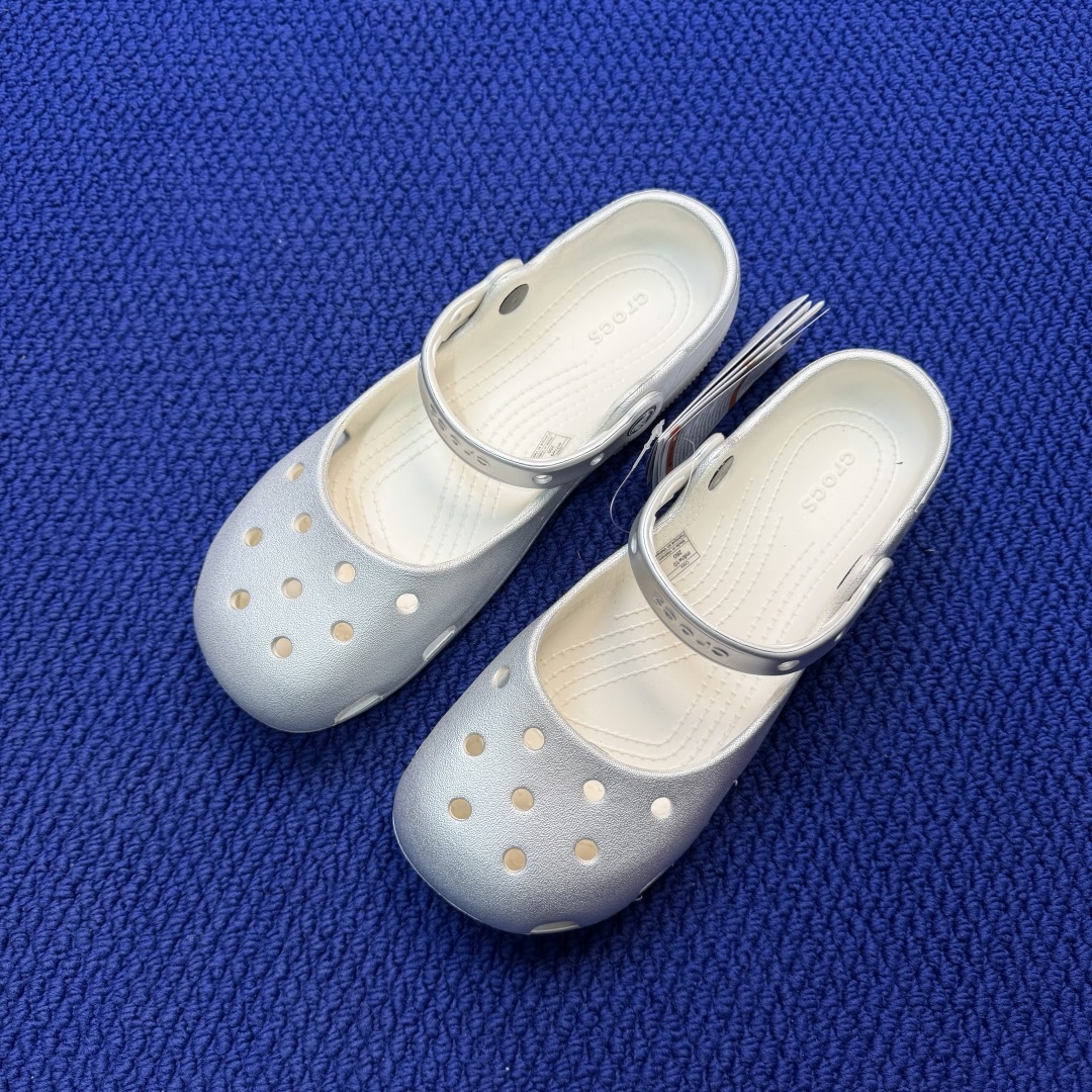 Crocs卡骆驰 洞洞鞋 芭蕾🩰-银色原厂数据复模，双层注塑尺码：M3-M7 / 34-40M3=34-
