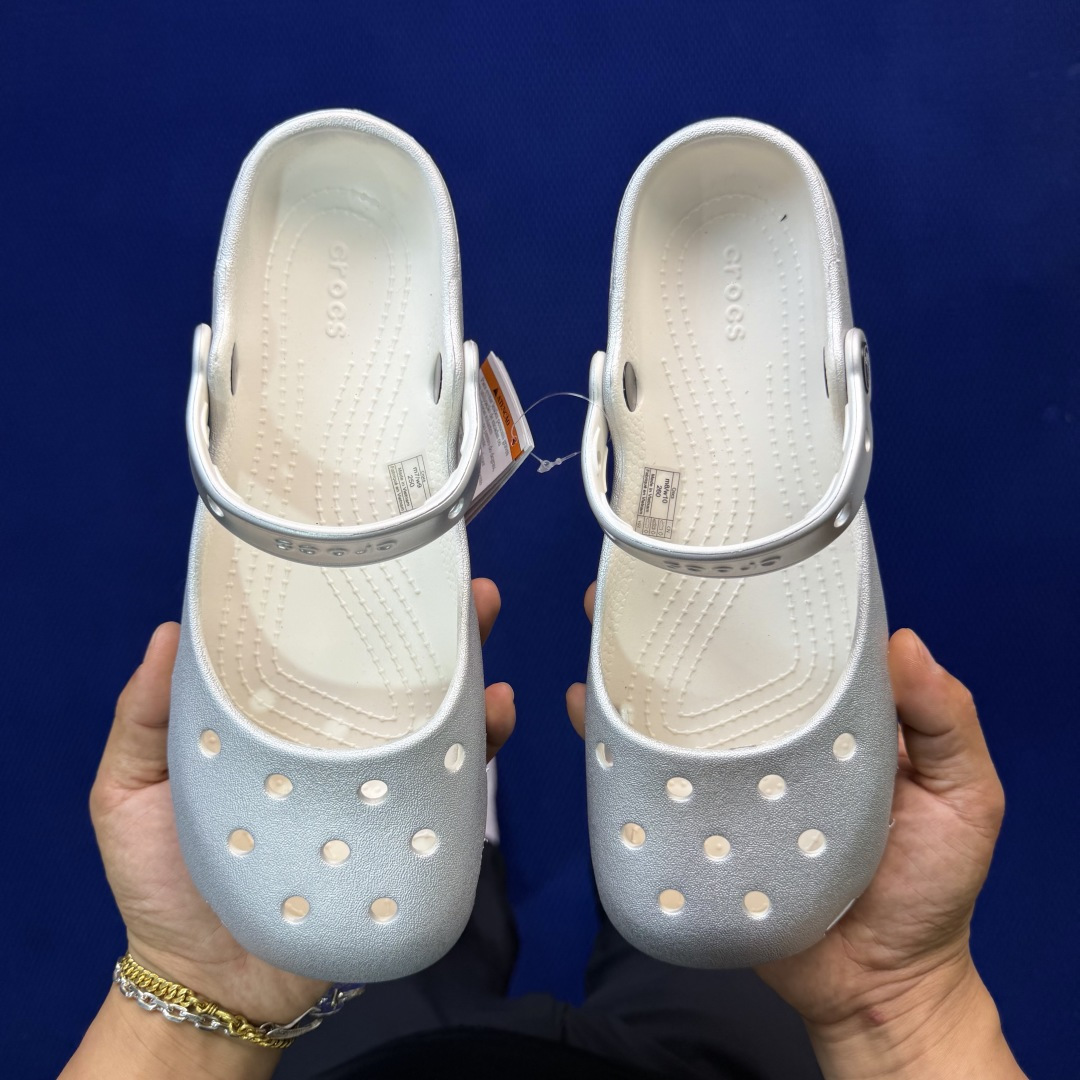 Crocs卡骆驰 洞洞鞋 芭蕾🩰-银色原厂数据复模，双层注塑尺码：M3-M7 / 34-40M3=34-