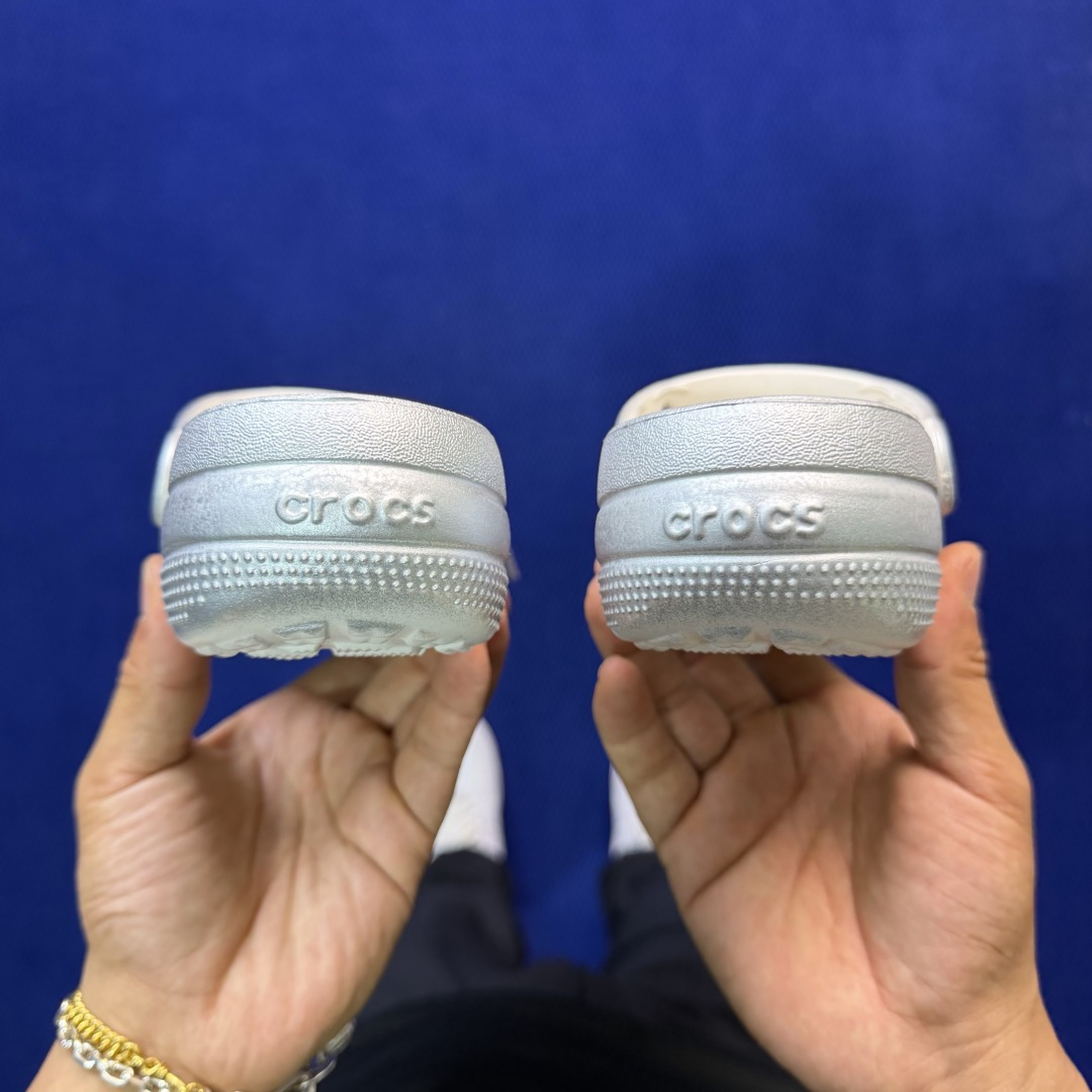 Crocs卡骆驰 洞洞鞋 芭蕾🩰-银色原厂数据复模，双层注塑尺码：M3-M7 / 34-40M3=34-