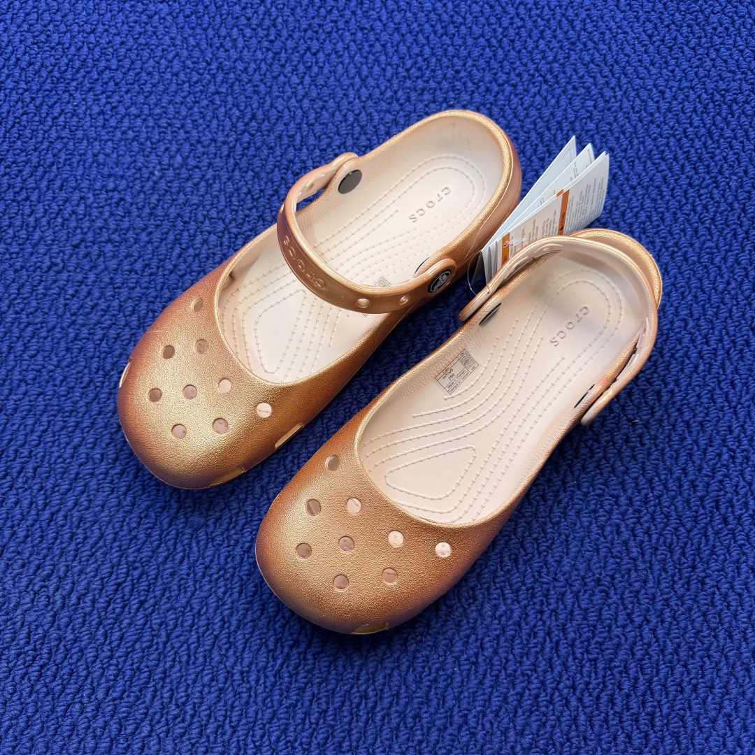 Crocs卡骆驰 洞洞鞋 芭蕾🩰-玫瑰金原厂数据复模，双层注塑尺码：M3-M7 / 34-40M3=34