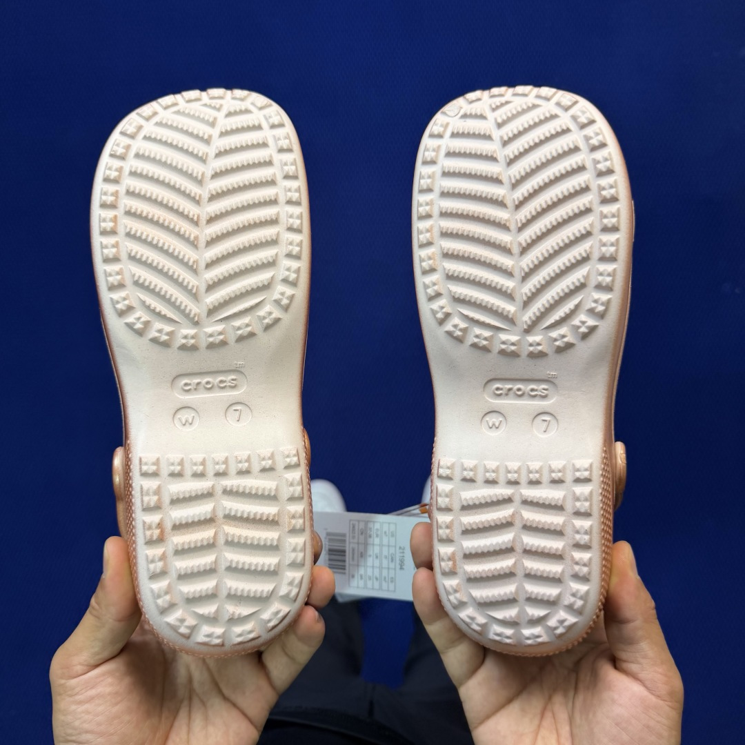 Crocs卡骆驰 洞洞鞋 芭蕾🩰-玫瑰金原厂数据复模，双层注塑尺码：M3-M7 / 34-40M3=34