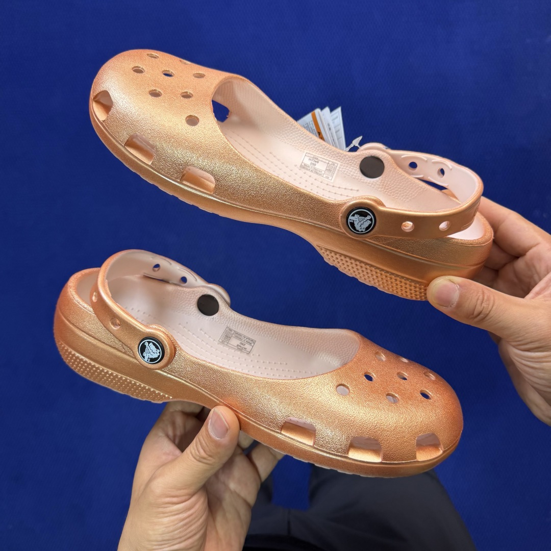 Crocs卡骆驰 洞洞鞋 芭蕾🩰-玫瑰金原厂数据复模，双层注塑尺码：M3-M7 / 34-40M3=34