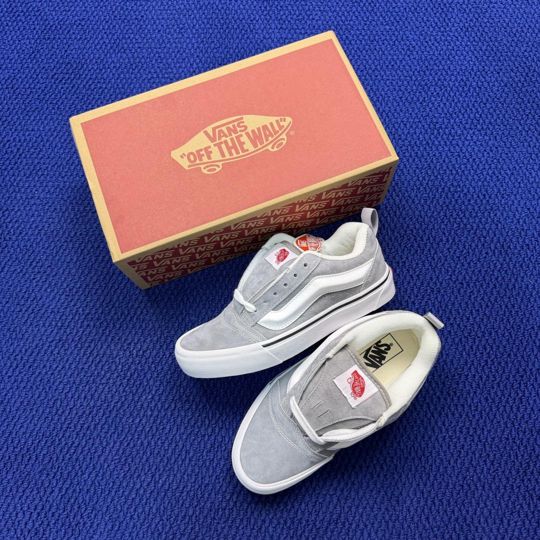 虎扑版！Vans Knu-Skool 低帮 KK28纯原级别外贸订单！万斯经典 硫化翻毛皮板鞋 粗宽立体