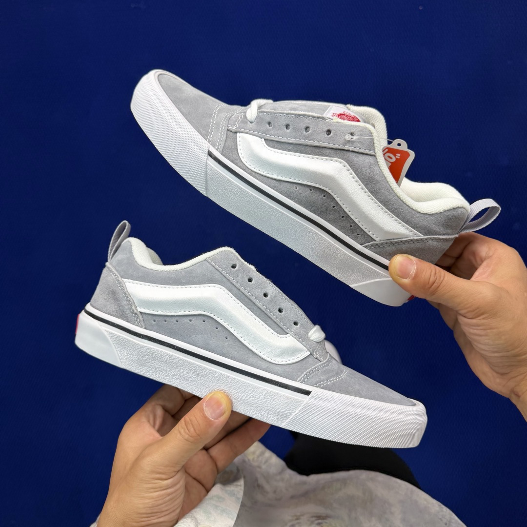 虎扑版！Vans Knu-Skool 低帮 KK28纯原级别外贸订单！万斯经典 硫化翻毛皮板鞋 粗宽立体