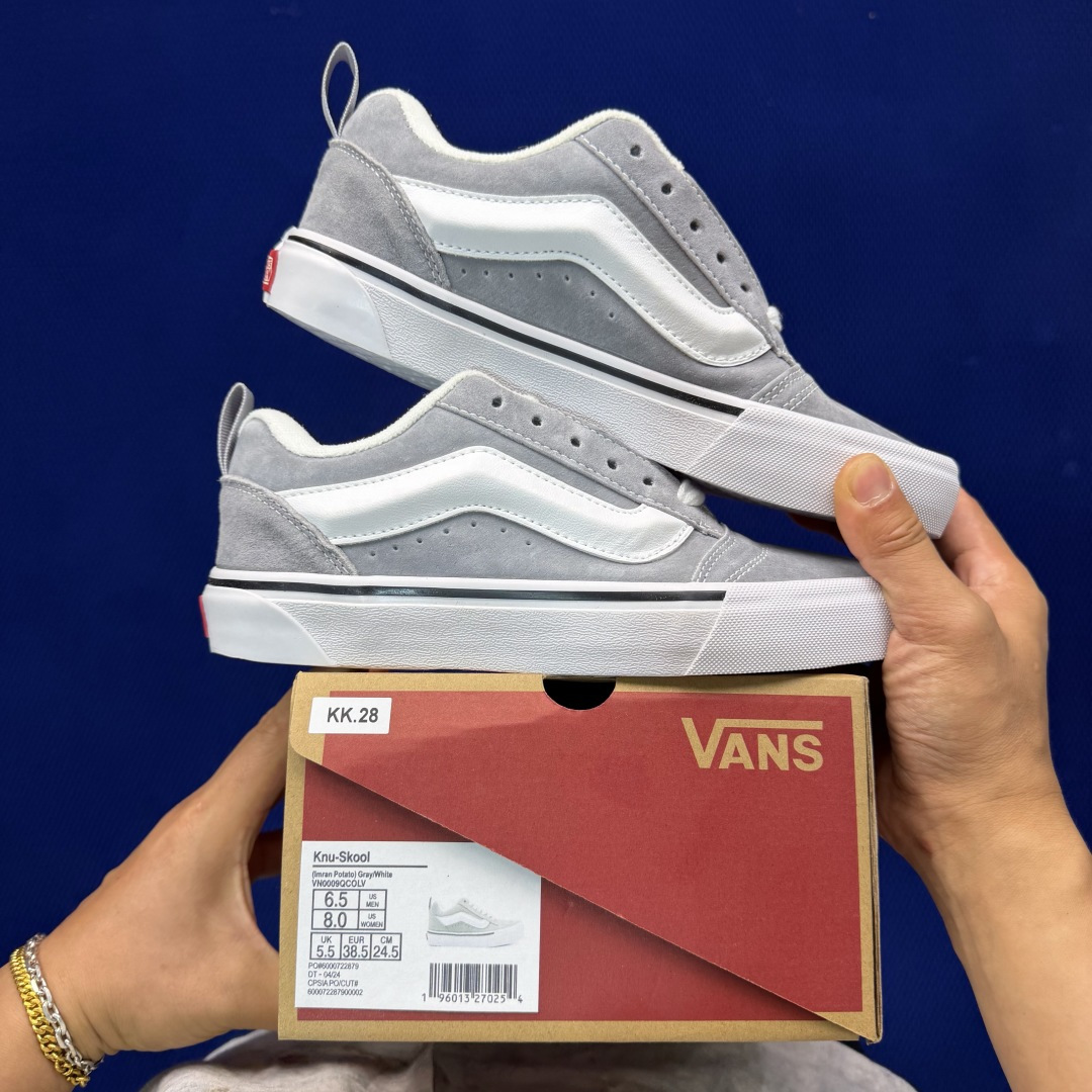 虎扑版！Vans Knu-Skool 低帮 KK28纯原级别外贸订单！万斯经典 硫化翻毛皮板鞋 粗宽立体