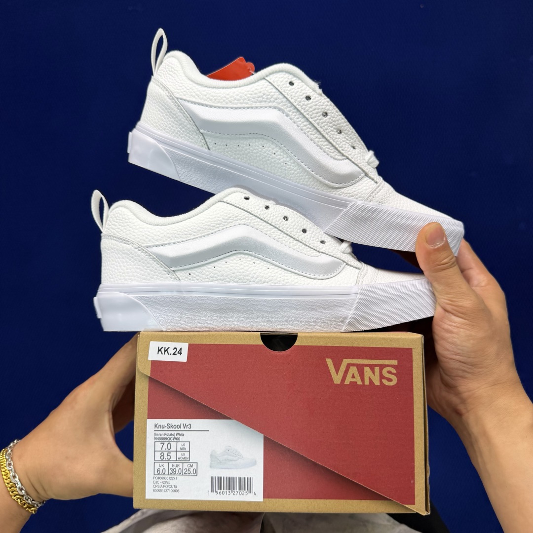 虎扑版！Vans Knu-Skool 低帮 KK24纯原级别外贸订单！万斯经典 硫化翻毛皮板鞋 粗宽立体