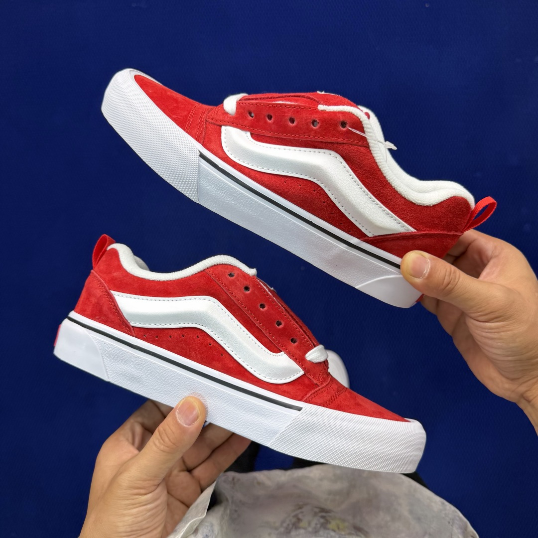 虎扑版！Vans Knu-Skool 低帮 KK20纯原级别外贸订单！万斯经典 硫化翻毛皮板鞋 粗宽立体