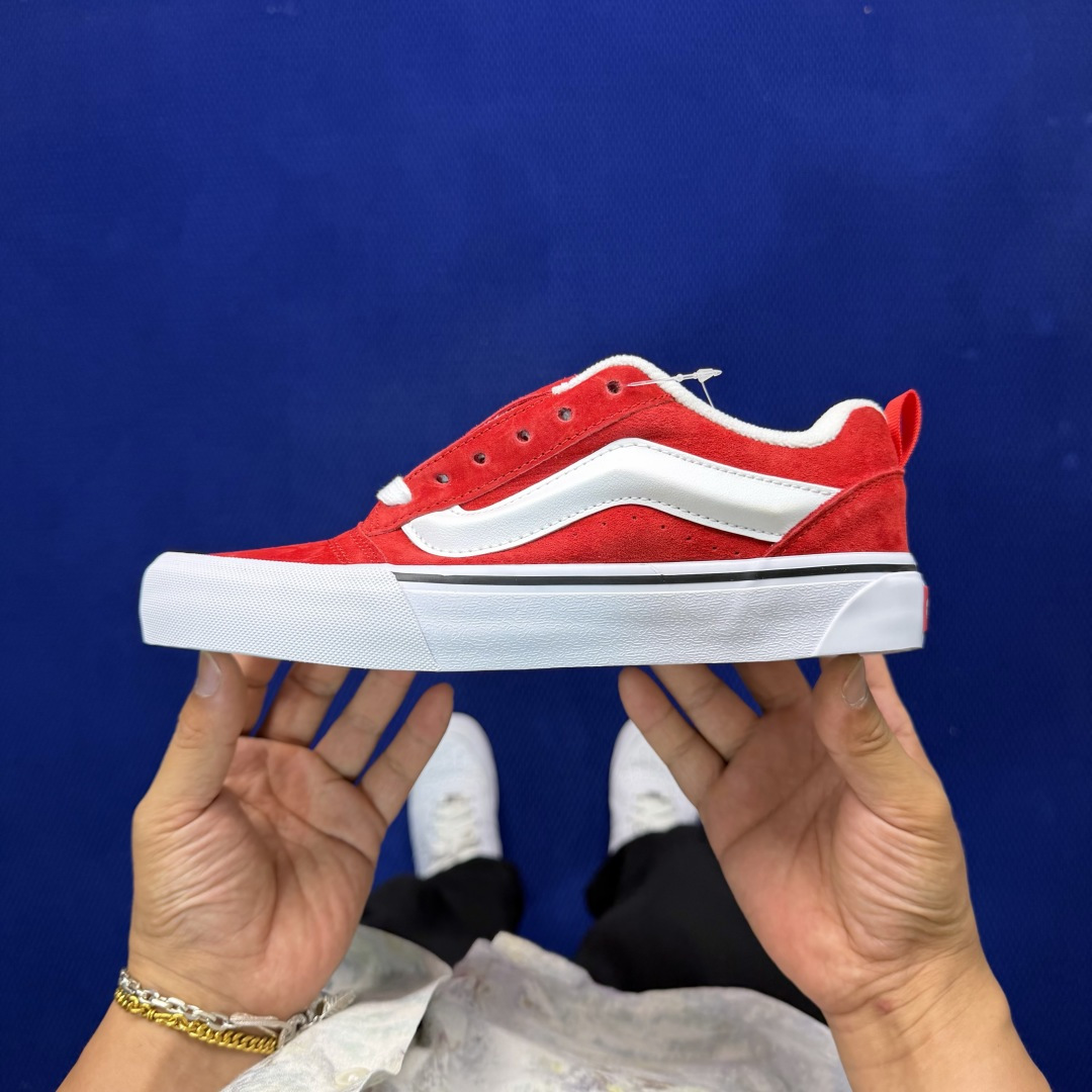虎扑版！Vans Knu-Skool 低帮 KK20纯原级别外贸订单！万斯经典 硫化翻毛皮板鞋 粗宽立体