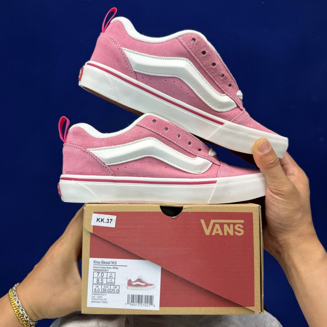 虎扑版！Vans Knu-Skool 低帮 KK37纯原级别外贸订单！万斯经典 硫化翻毛皮板鞋 粗宽立体