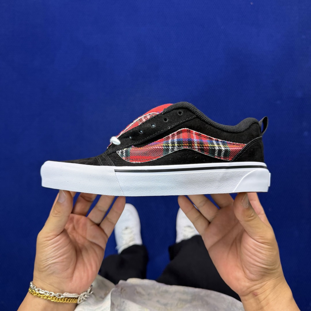 虎扑版！Vans Knu-Skool 低帮 KK35纯原级别外贸订单！万斯经典 硫化翻毛皮板鞋 粗宽立体