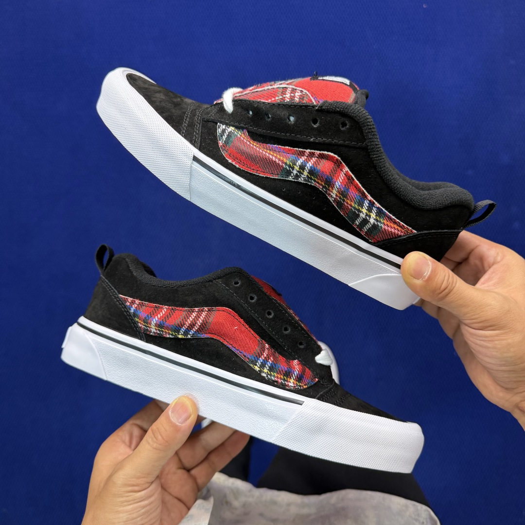 虎扑版！Vans Knu-Skool 低帮 KK35纯原级别外贸订单！万斯经典 硫化翻毛皮板鞋 粗宽立体