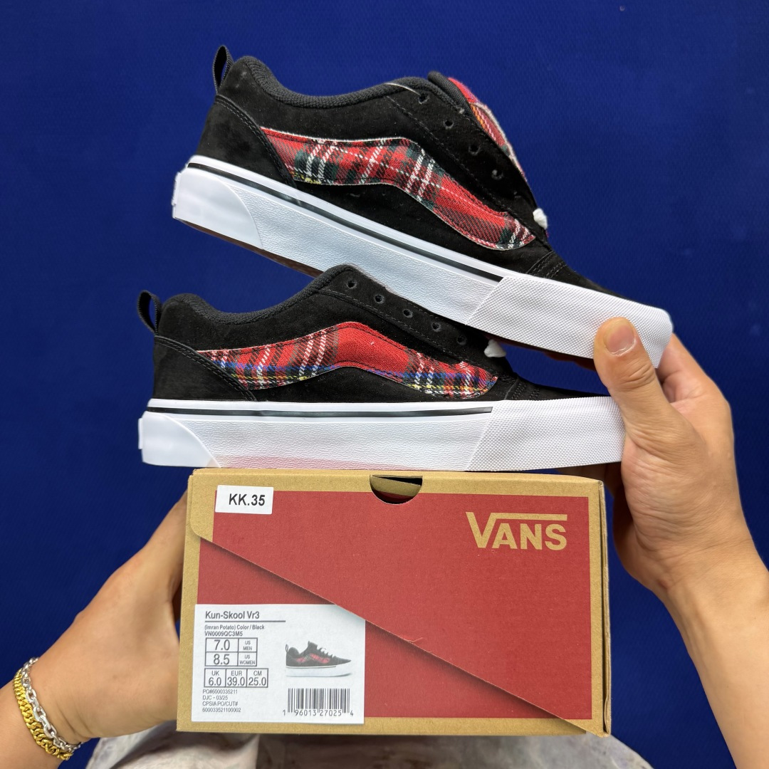 虎扑版！Vans Knu-Skool 低帮 KK35纯原级别外贸订单！万斯经典 硫化翻毛皮板鞋 粗宽立体