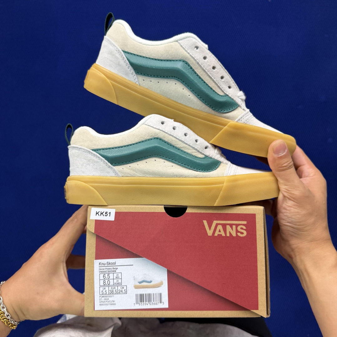 虎扑版！Vans Knu-Skool 低帮 KK51纯原级别外贸订单！万斯经典 硫化翻毛皮板鞋 粗宽立体