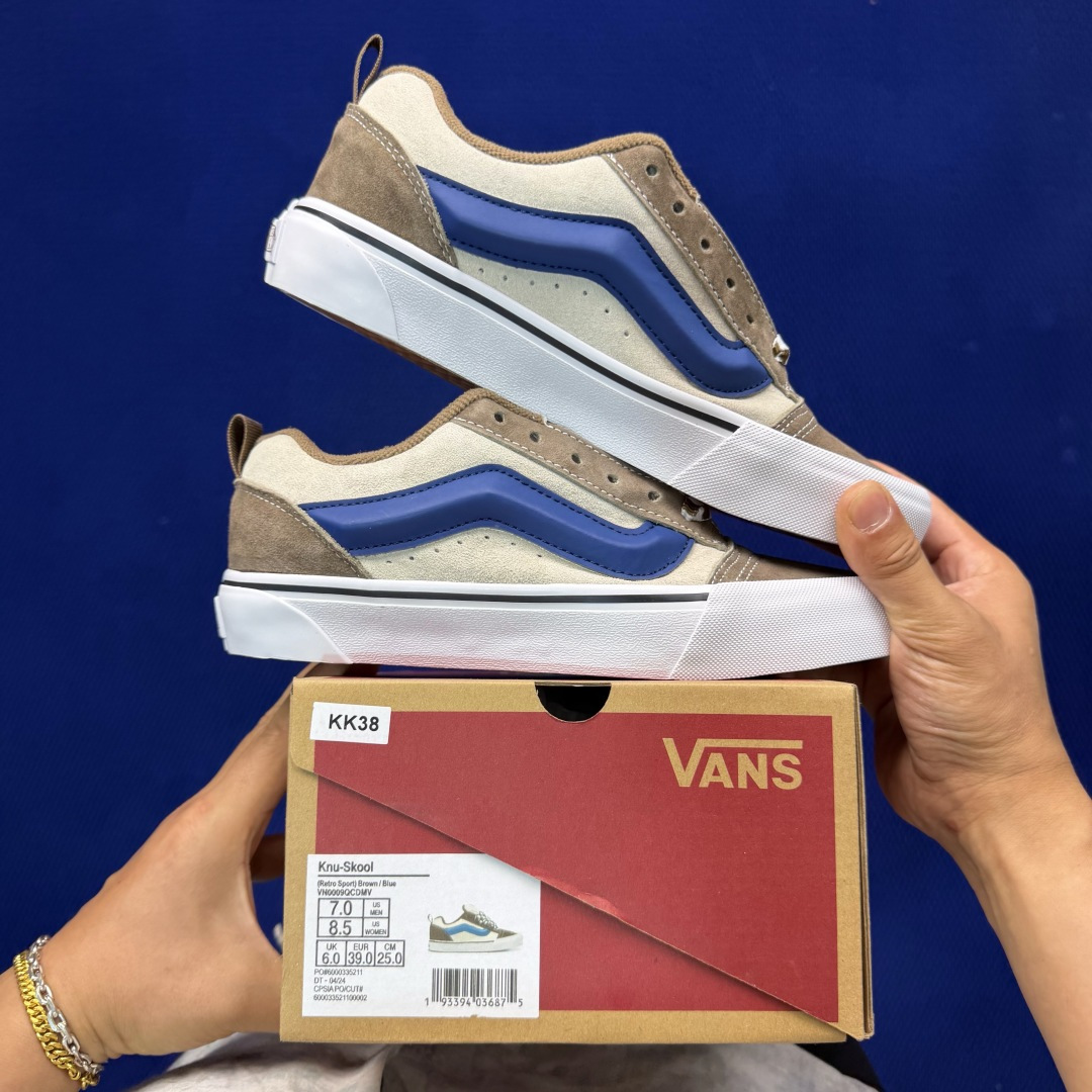 虎扑版！Vans Knu-Skool 低帮 KK38纯原级别外贸订单！万斯经典 硫化翻毛皮板鞋 粗宽立体