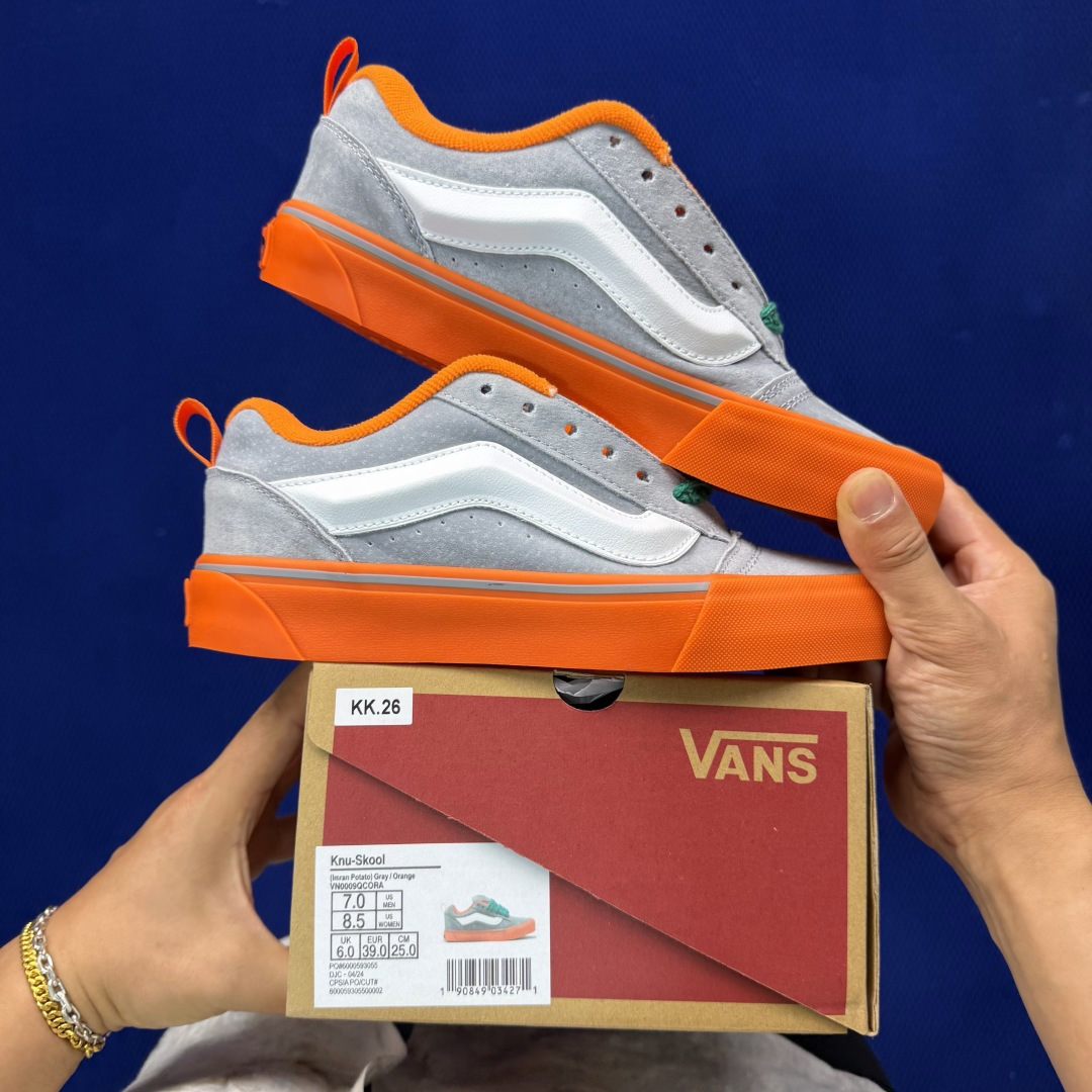 虎扑版！Vans Knu-Skool 低帮 KK26纯原级别外贸订单！万斯经典 硫化翻毛皮板鞋 粗宽立体