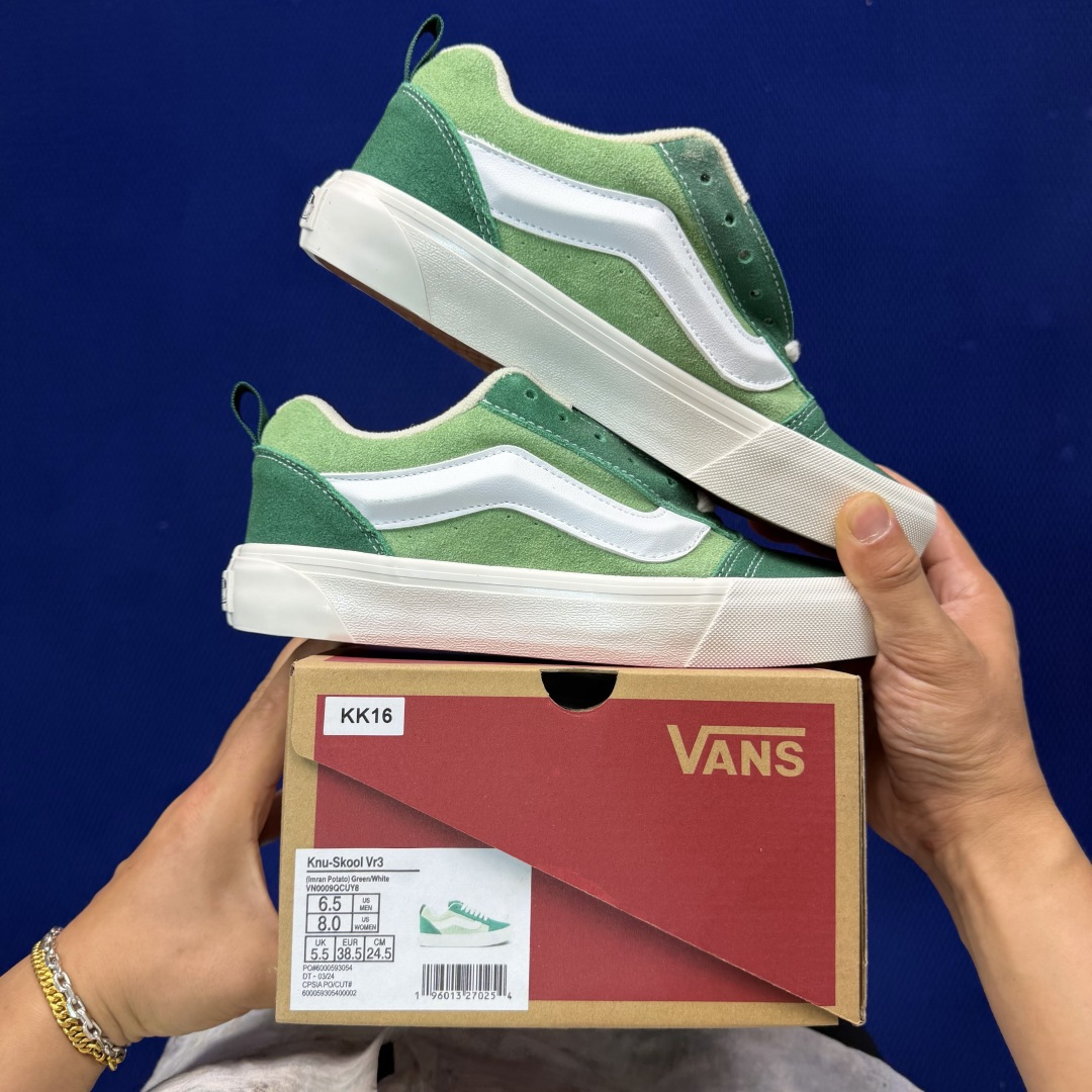 虎扑版！Vans Knu-Skool 低帮 KK16纯原级别外贸订单！万斯经典 硫化翻毛皮板鞋 粗宽立体