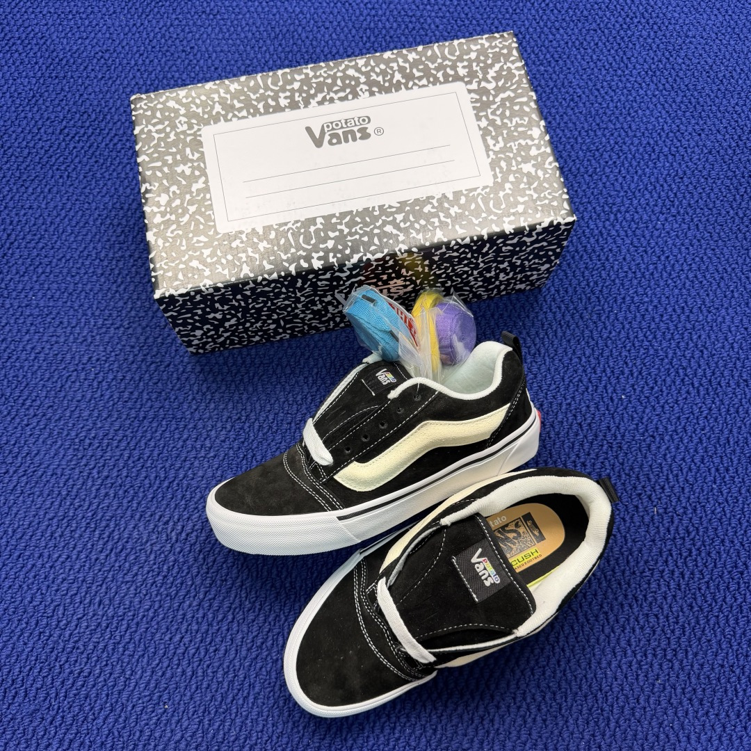 虎扑版！Vans Knu-Skool 低帮 KK08纯原级别外贸订单！万斯经典 硫化翻毛皮板鞋 粗宽立体