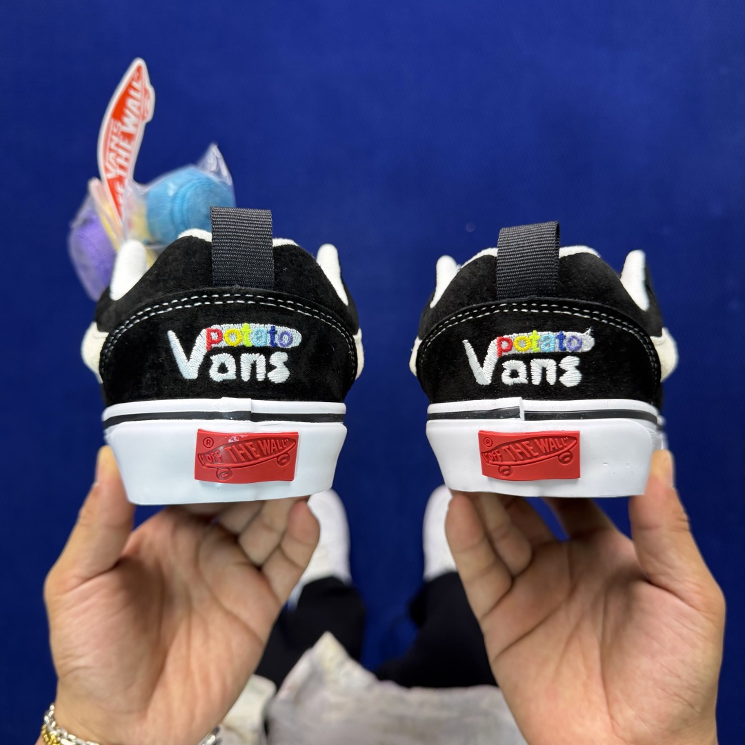 虎扑版！Vans Knu-Skool 低帮 KK08纯原级别外贸订单！万斯经典 硫化翻毛皮板鞋 粗宽立体