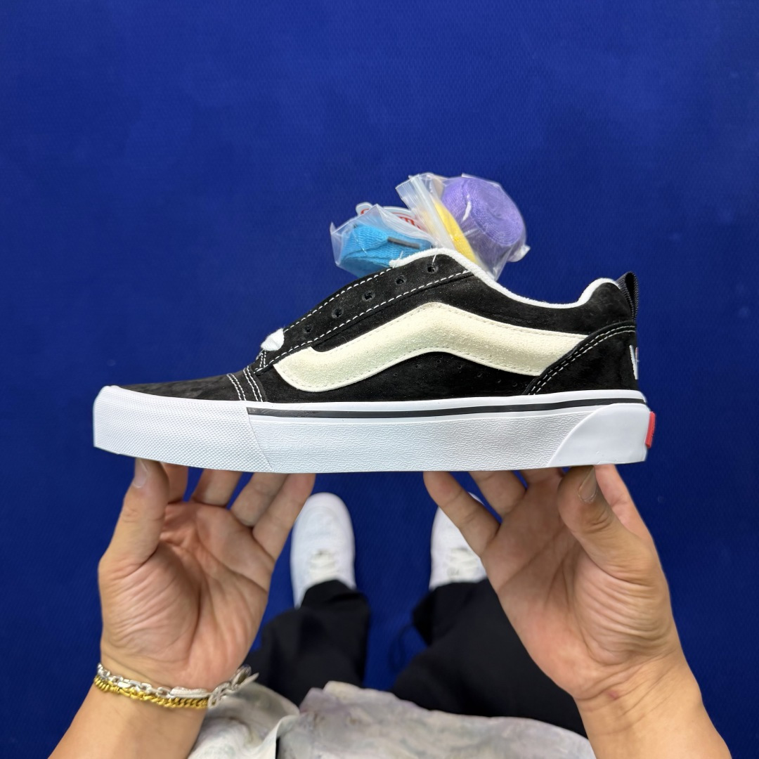 虎扑版！Vans Knu-Skool 低帮 KK08纯原级别外贸订单！万斯经典 硫化翻毛皮板鞋 粗宽立体