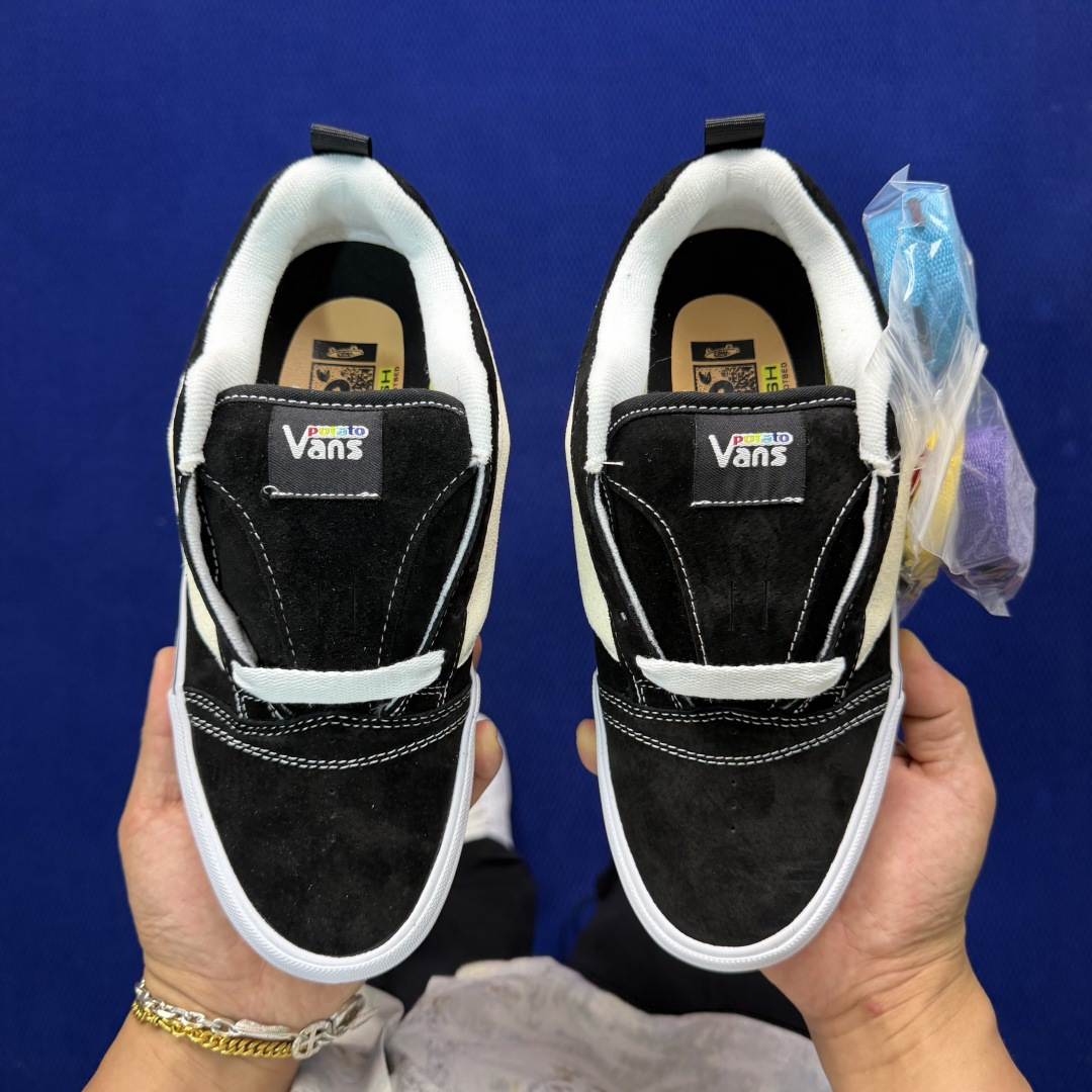 虎扑版！Vans Knu-Skool 低帮 KK08纯原级别外贸订单！万斯经典 硫化翻毛皮板鞋 粗宽立体