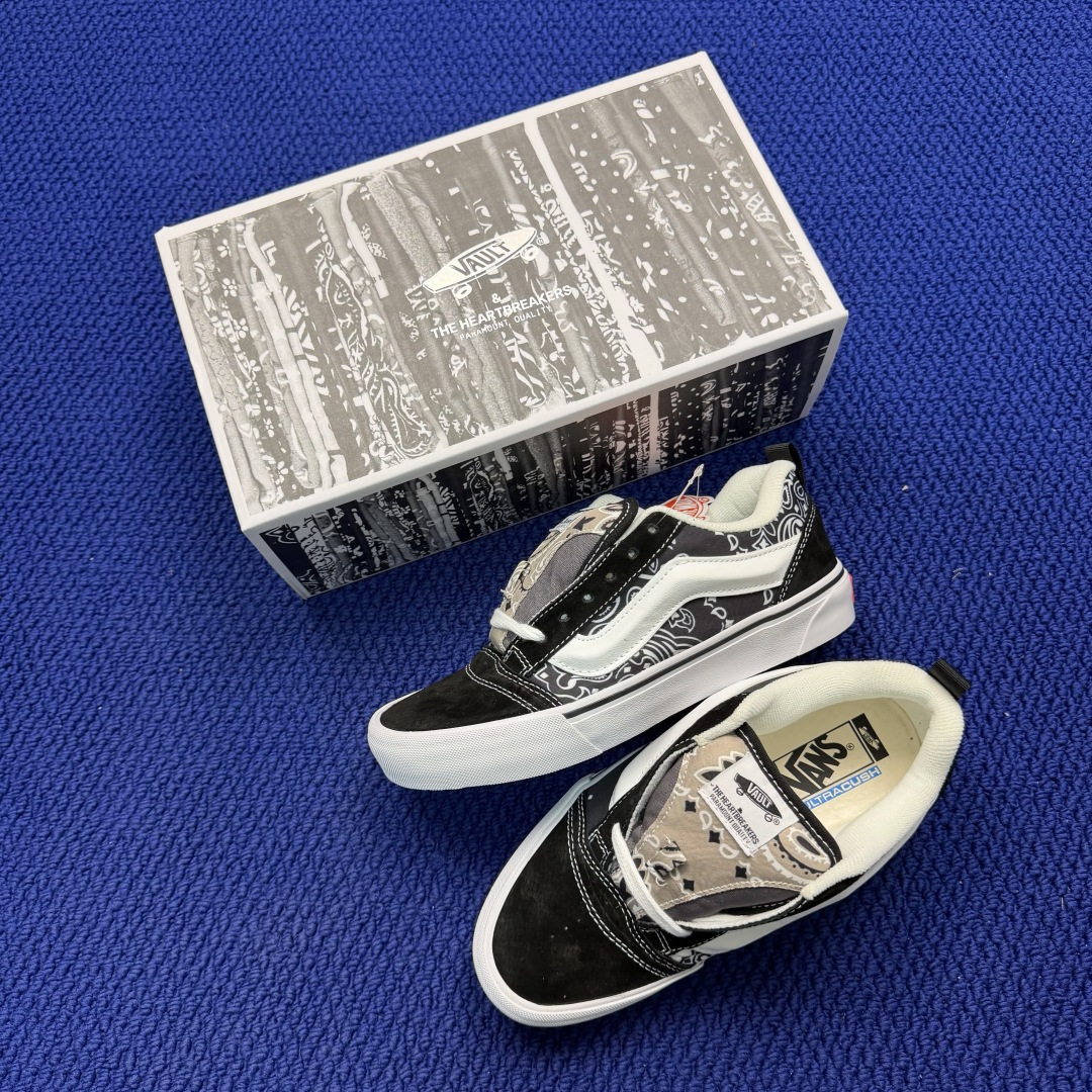 虎扑版！Vans Knu-Skool 低帮 KK42纯原级别外贸订单！万斯经典 硫化翻毛皮板鞋 粗宽立体
