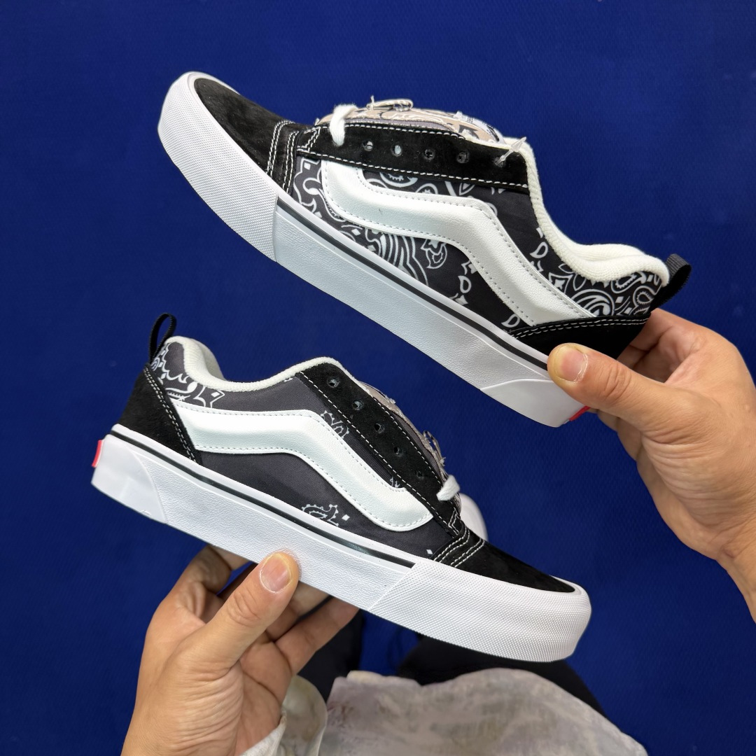 虎扑版！Vans Knu-Skool 低帮 KK42纯原级别外贸订单！万斯经典 硫化翻毛皮板鞋 粗宽立体
