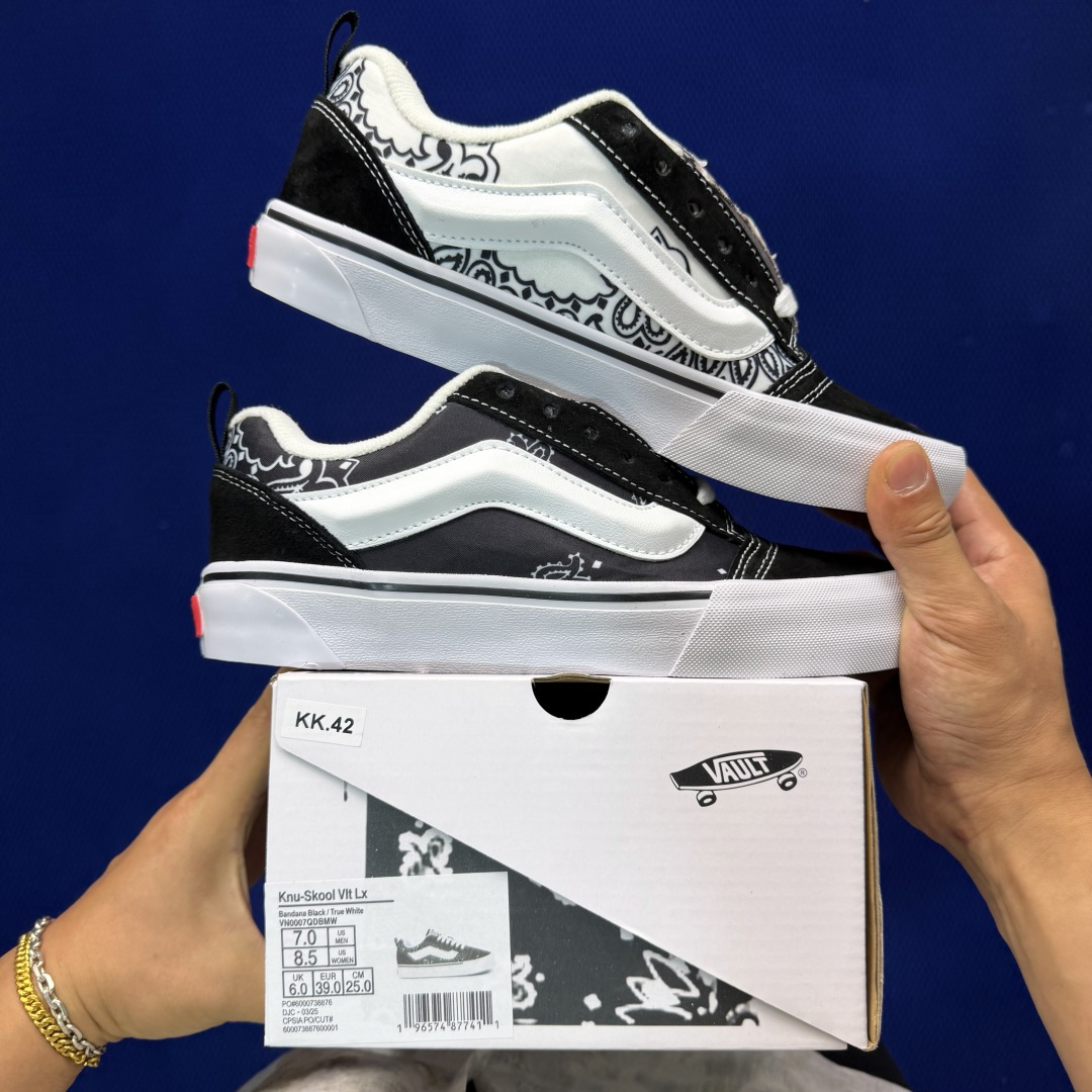 虎扑版！Vans Knu-Skool 低帮 KK42纯原级别外贸订单！万斯经典 硫化翻毛皮板鞋 粗宽立体
