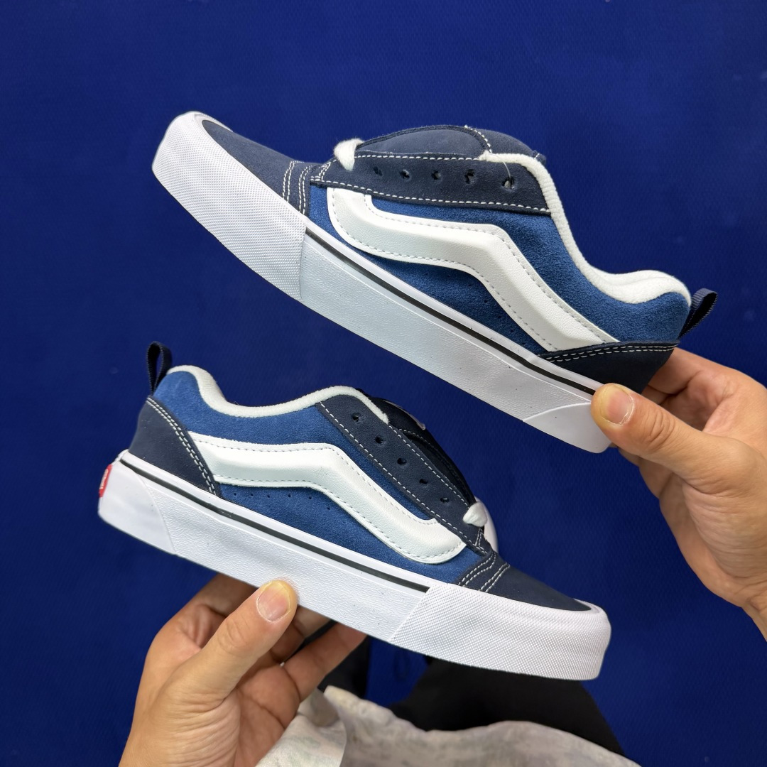 虎扑版！Vans Knu-Skool 低帮 KK23纯原级别外贸订单！万斯经典 硫化翻毛皮板鞋 粗宽立体