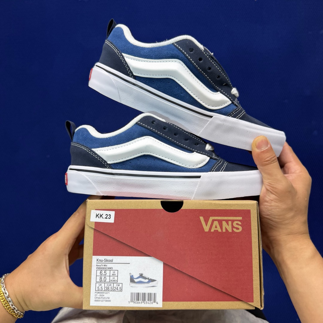 虎扑版！Vans Knu-Skool 低帮 KK23纯原级别外贸订单！万斯经典 硫化翻毛皮板鞋 粗宽立体